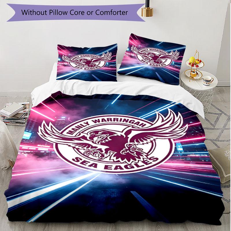 3pcs Duvet Cover Set (1*Duvet Cover + 2*Pillowcase, Without Core), Manly Warringah Sea Eagles Print Soft All‑Season Bedding Set, Home Bedroom Decor Gi