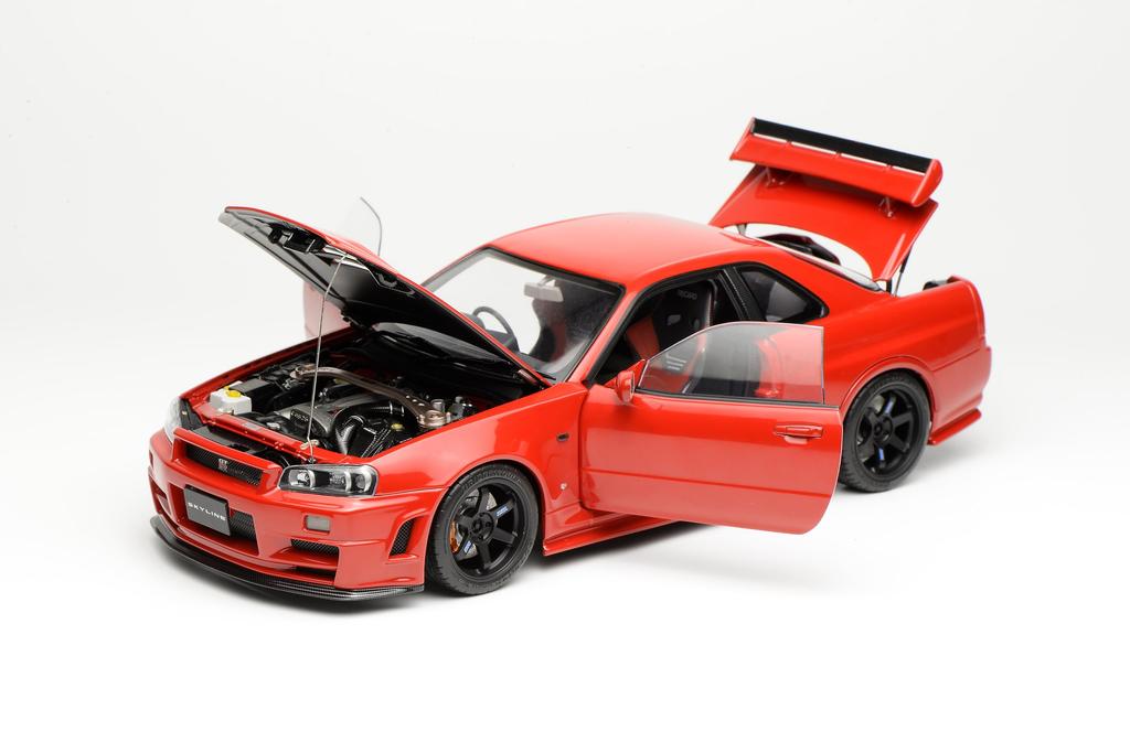 FREESTYLE MOTORHELIX Scale Nissan SKYLINE CUSTOMIZED VERSION ACTIVE RED M83411 1/18 GT-R (R34) (Finished Product)