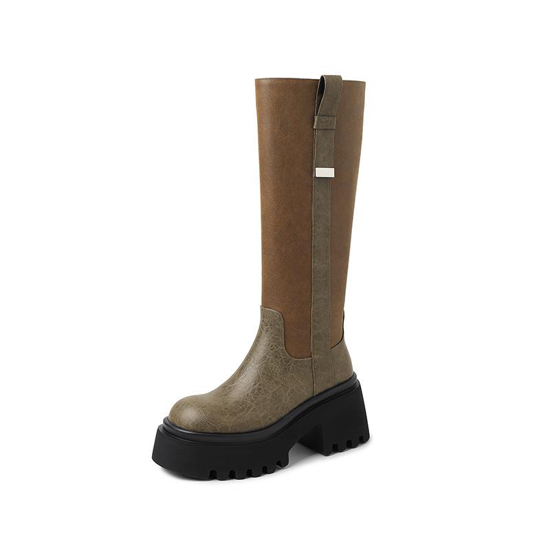 Niche design sweet and cool Spice girl platform knight boots autumn and winter new simple fashion high boots comfortable long boots look thin