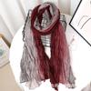 Contrast Color Cotton And Linen Wrinkled Scarf Female Literary And Artistic Fan Atmosphere Warm Silk Scarf Retro Gradual Change Color Scarf Shawl