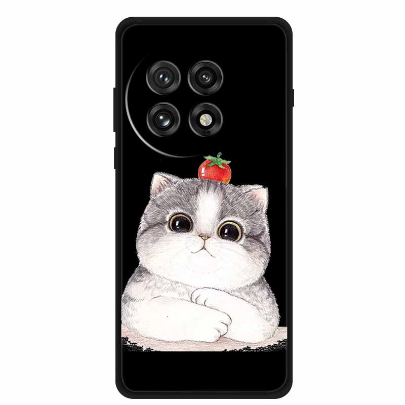 Black Silicone Case For OnePlus 13 5G Case Cartoon Cat Soft Back Cover For OnePlus Ace5 5G Ace 5 Pro 13R Phone Case Shell Coque