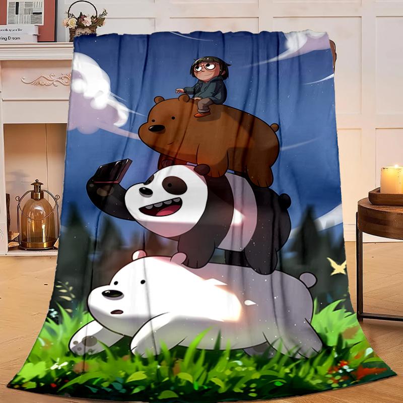 1PC Nightly Friends Bears Adventure Flannel Blanket Gift, Suitable for Both Men And Women, Soft Ideal for Beds And Sofa, Birthday Or Christmas Gift