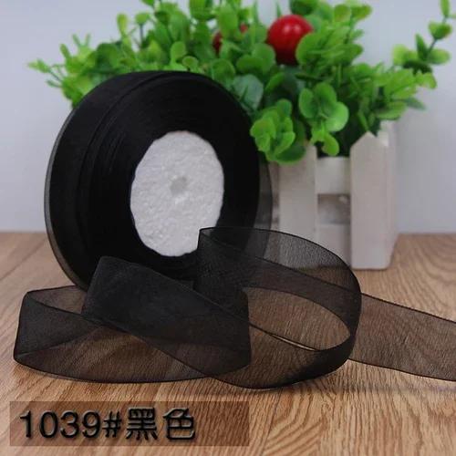 50yards 25mm Organza Chiffon Ribbons Wedding Party Decoration Handmade Ribbon Gift Wrapping Hair Hat Bows DIY Cloth Accessory