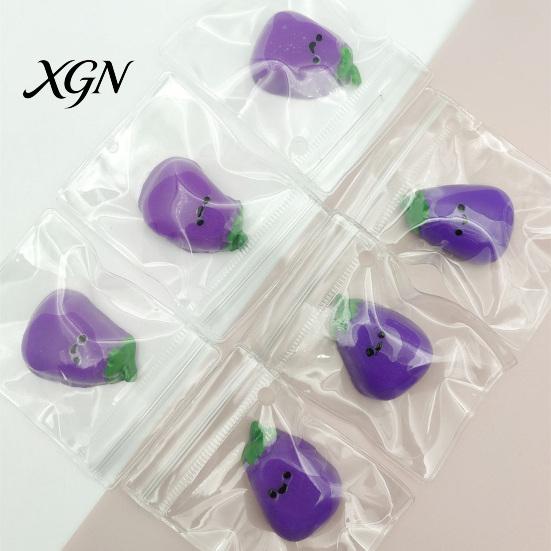 Smiling Eggplant Stress Relief Toy Mini Squeeze Cartoon Sensory Fidget Elastic Anxiety Soft Stretchy Ball
