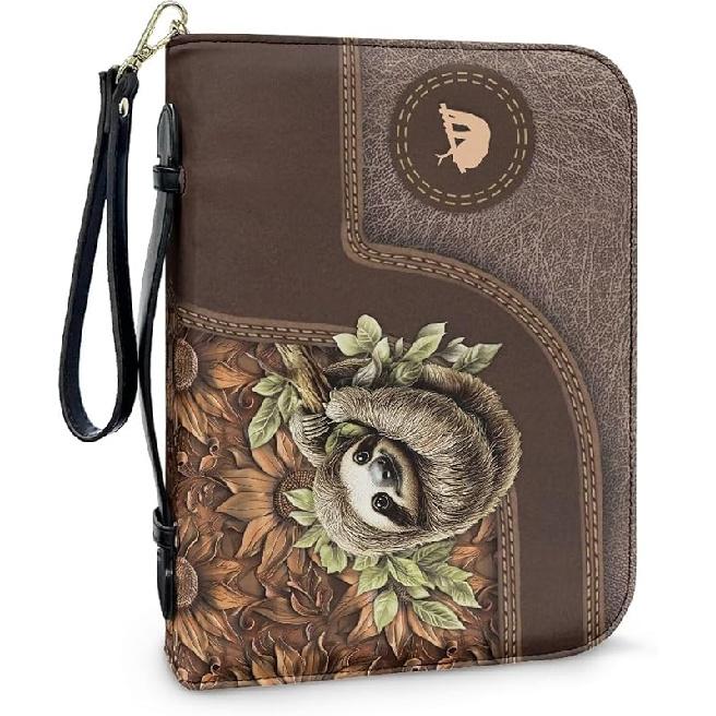 

Чехол для Библии из ПУ кожи Lotusorchid, Обложка для книги Библии для изучения, Сумки для Библии с принтом шотландской коровы для женщин, Органайзер, Обложка для книги Библии с принтом подсолнуха для мужчин Brown - Sloth Sunflower