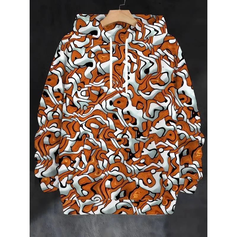 Autumn 3D Graffiti  Abstract Art Pattern Printed Hoodies Fashionable Casual Sports Long Sleeved Men's Hooded Sweatshirts