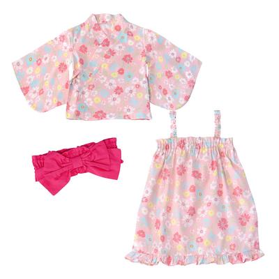 Summer Japanese 3 Piece Obi Japanese Top and Bottom Comes with Yukata Fireworks HF06 [SEIWARAKU] Yukata, Children, Girls, Babies, Kids, Festival,