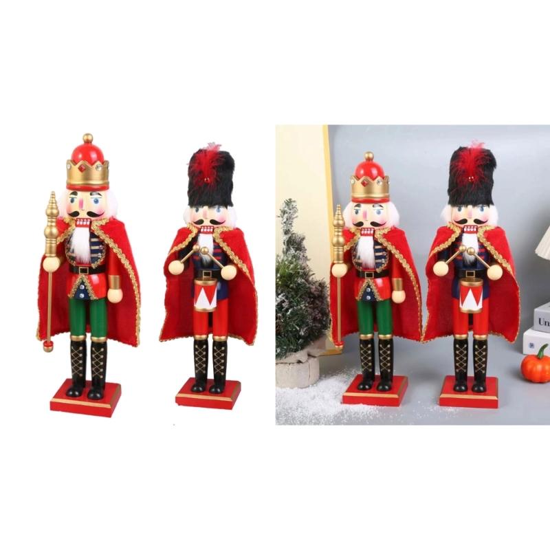 Weihnachts-Nussknacker-Ornamente Holzsoldaten-Puppe mit Umhang Ornament für Zuhause Küche Bücherregal Partydekoration
