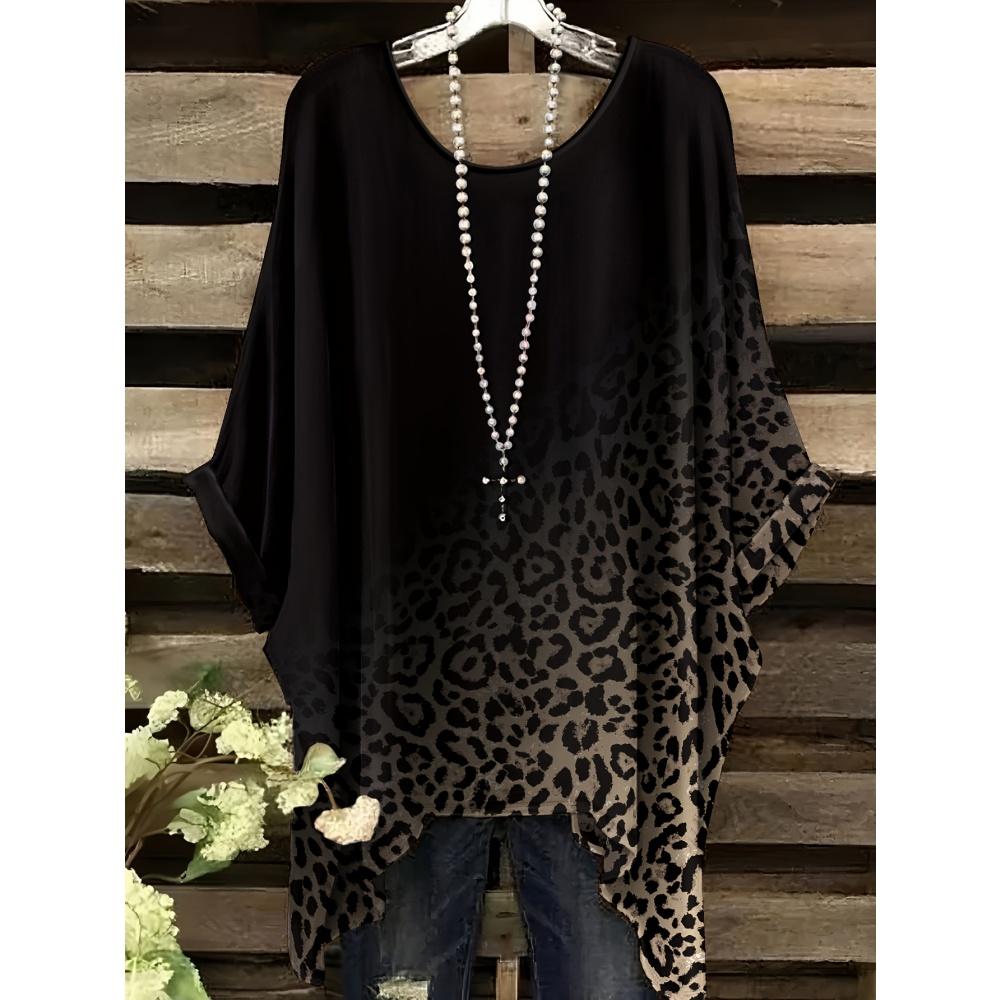 Vintage Women's T-Shirt Plaid Stripe Pattern Printedasymmetrical Hem O-Neck Short Sleeve Top Casual Fashion Street Outdoor Tops