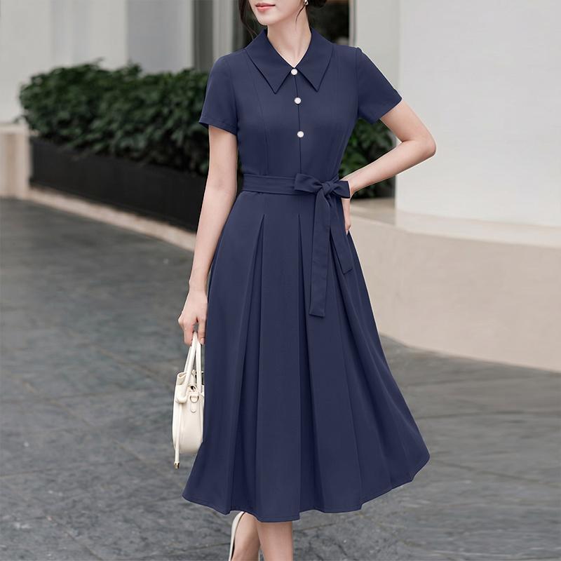ZANZEA Vestito casual da donna a maniche corte con colletto da bambola dolce