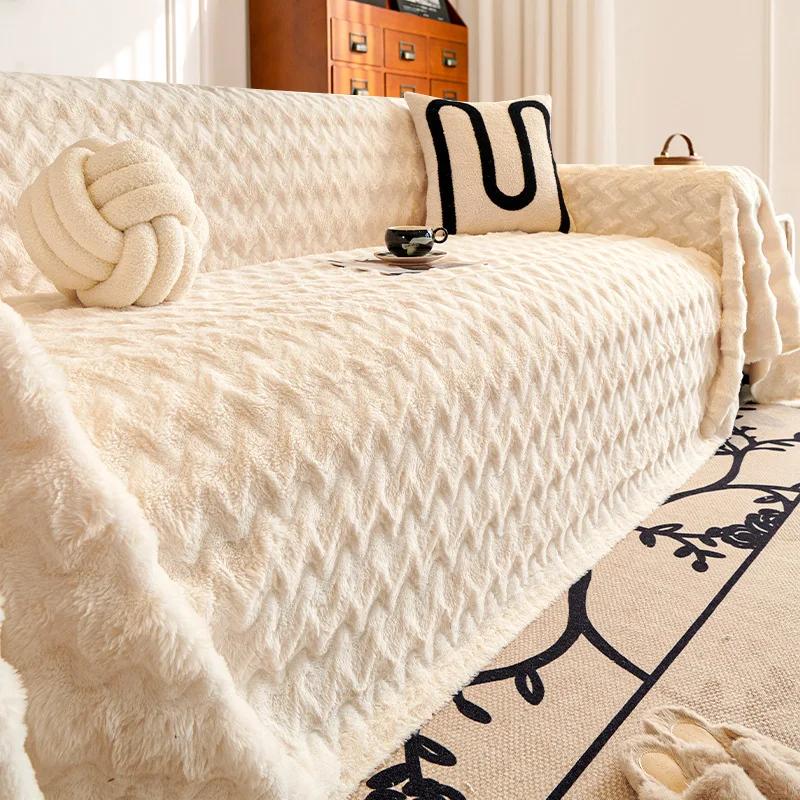 Чехол для дивана Mediterranean Breeze из однотонного меха кролика новый всесезонный универсальный толстый противоскользящий пылезащитный ткань для дивана 180x150cm 1pcs 5148₽