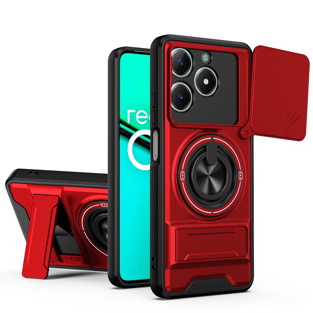 KEYSION Magnetic Phone Case for OPPO Realme C61 C63 Slide Camera Protection Upright Kickstand 360 Ring Shockproof Back Cover