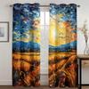 Pastoral Life Landscape Decorative Curtains Oil Painting Style 2 Piece Set Living Room Bedroom Office Window Decorative Curtains