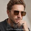 Retro fashion metal new double beam square sunglasses men's and women's high-end glass pieces versatile driving sunglasses tide