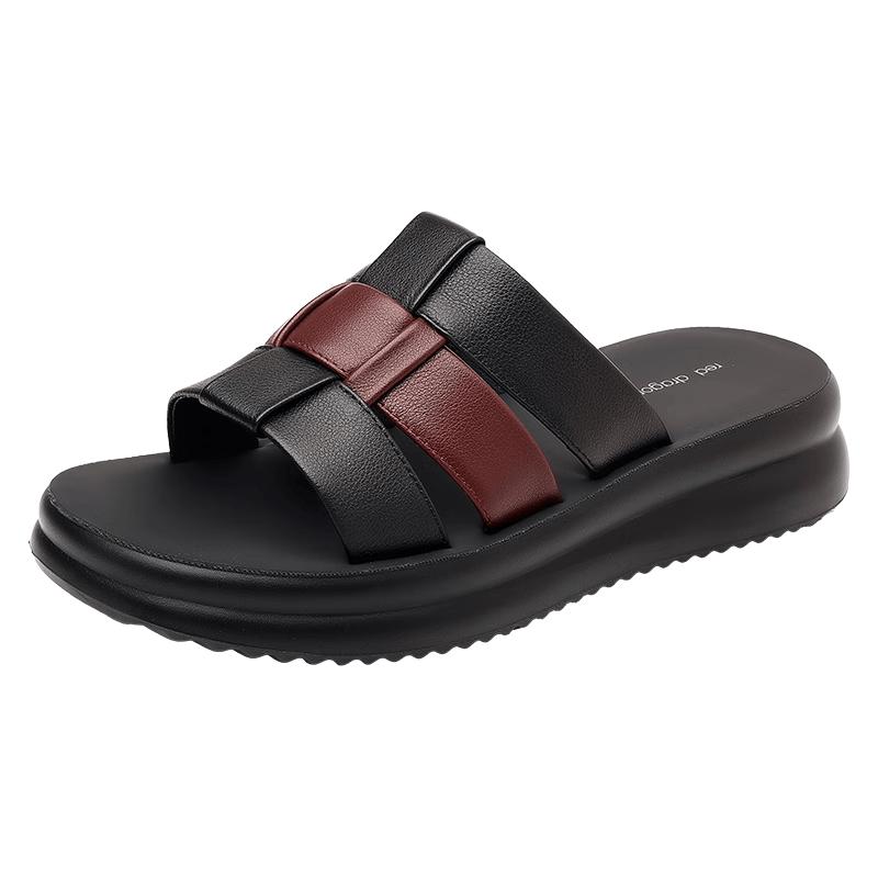 Red Dragonfly Women s Leather Slide Slippers 36