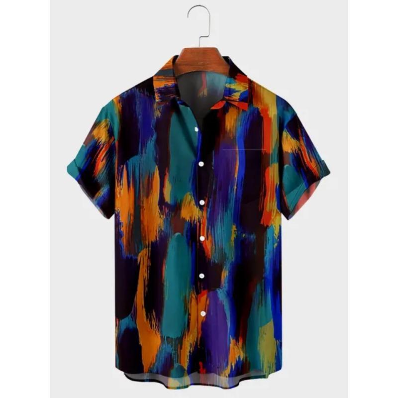 Hawaiianische Herren-Streifenshirts Für Bluse Herren Camisa Social Kurzarm Lässiges Oberteil Übergröße Fitnessstudio Kleidung Mode Herren Vintage