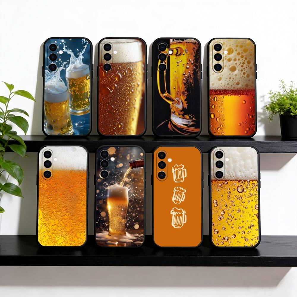 beer Phone Case For Samsung Galaxy A73,A72,A71,A70,A53,A52,A51,Soft Silicone Black Cover
