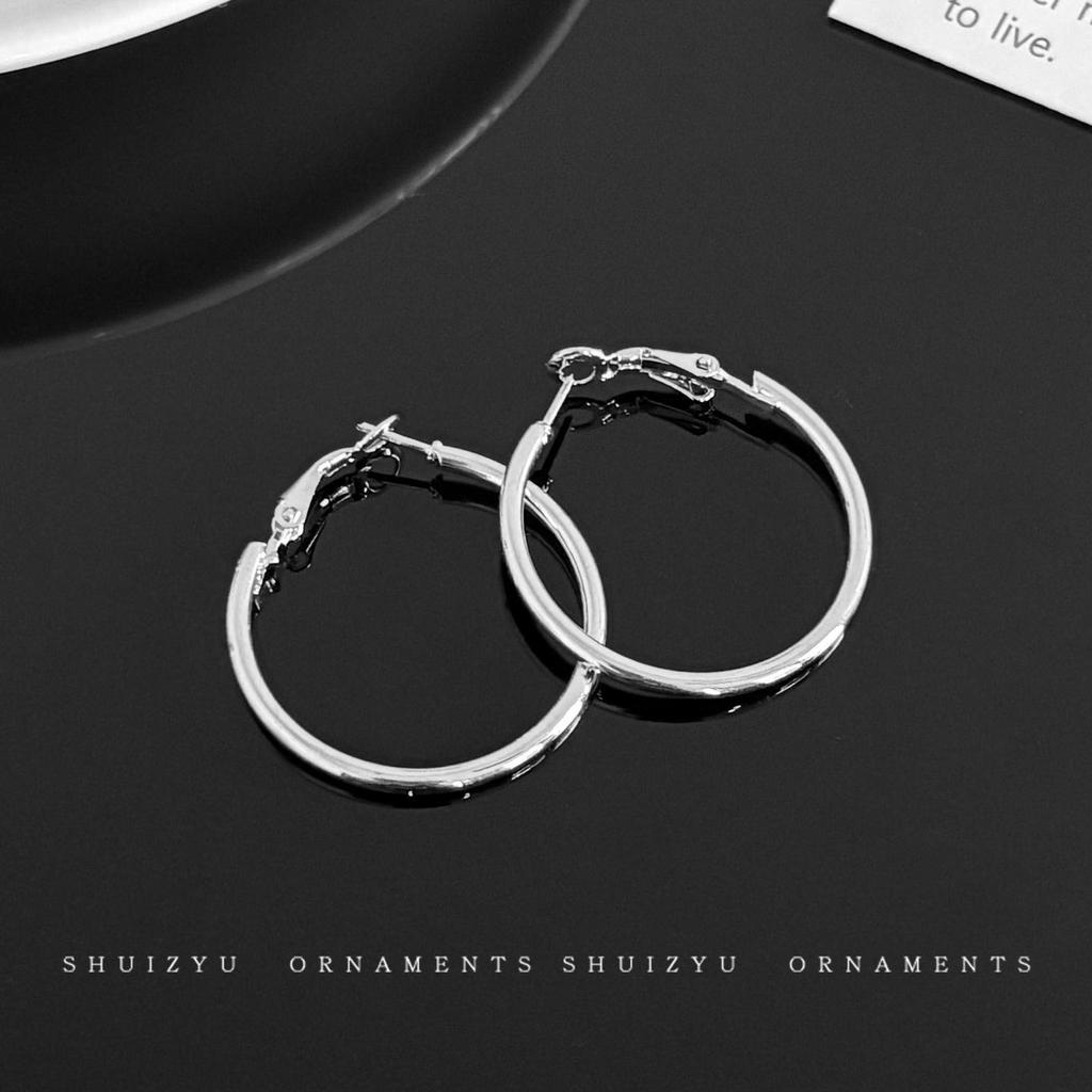 Women's High-End Plain Hoop Earrings: Light Luxury Ear Drops & Studs, Niche Design for Autumn/Winter.