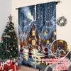 2 Stück 2D Flachdruck Frohe Weihnachten Beliebter Vorhang Weihnachtsdorf 0 Langlebiges 100% Polyestergewebe Ohne Strom