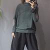 Women's Long Sleeve Top Mock Neck Japanese Casual Elegant Knit Top