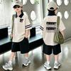 Boys' Korean Style Cotton Lapel T-Shirt & Shorts Set - Summer Casual Two-Piece Outfit for Medium and Large Children