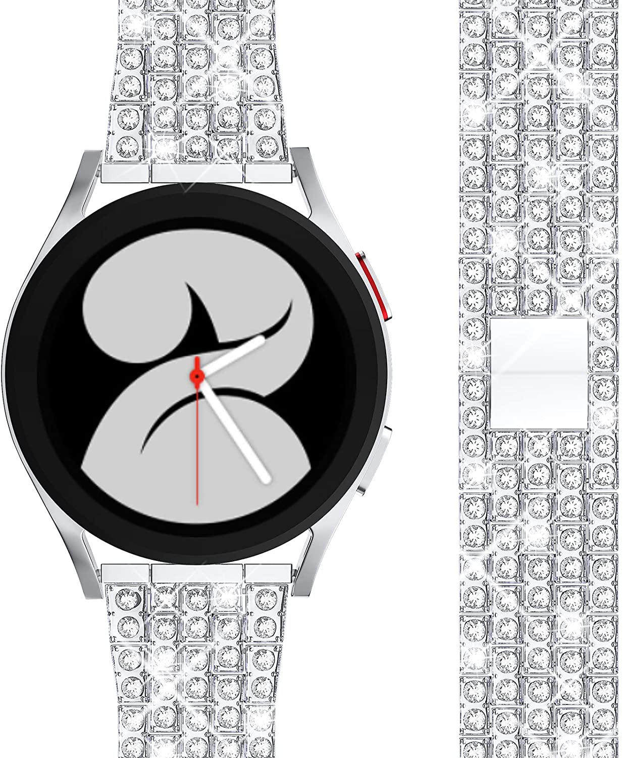 

20mm 22mm Band for Samsung Galaxy Watch 4/5/6/pro/classic 43mm 47mm 45mm Metal Diamond bracelet correa HUAWEI GT 2e 3 pro strap Galaxy 4-4 classic серебряный