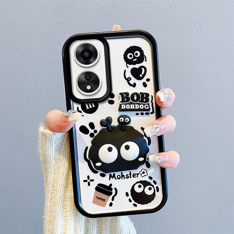 KEYSION Shockproof Case for OPPO A18 A38 A58 A78 A98 5G with Lanyard Silicone Cute 3D Cartoon Doll Phone Cover for OPPO A17 A17K