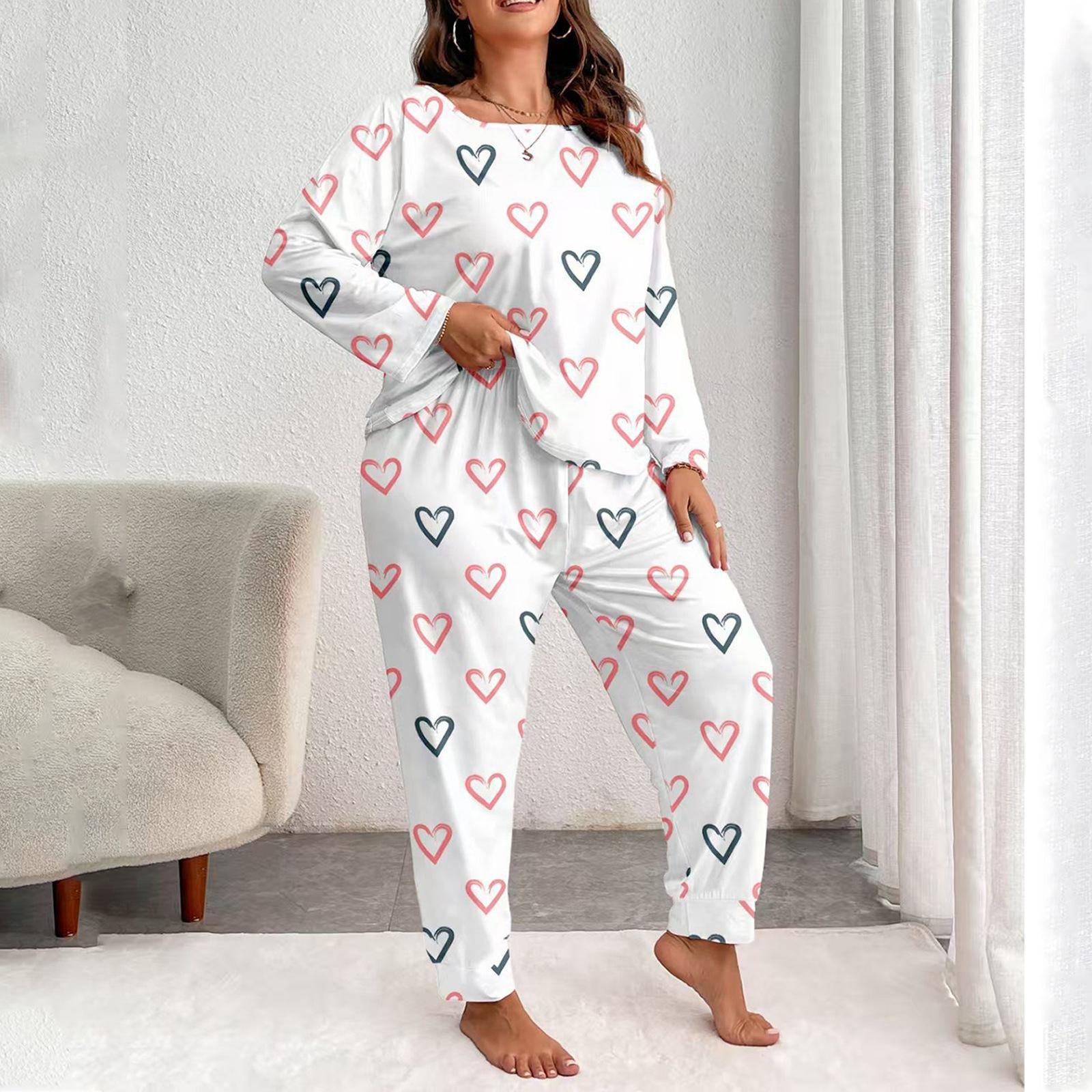 

Women s Long Sleeve Long Pants Pajamas And Homewear Set Suitable For Outdoor Wear XXXXL білий