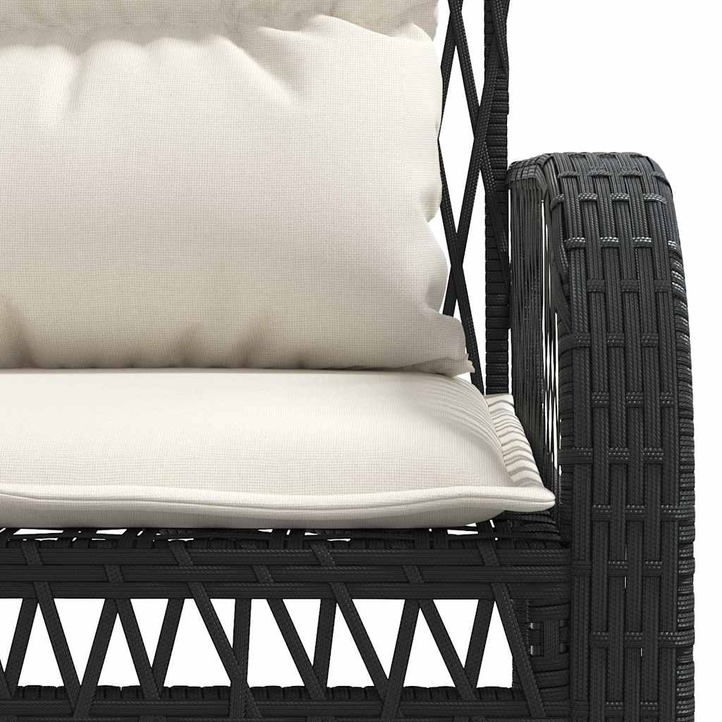 4 Piece Outdoor Sofa Set with Cushions Black Poly Rattan