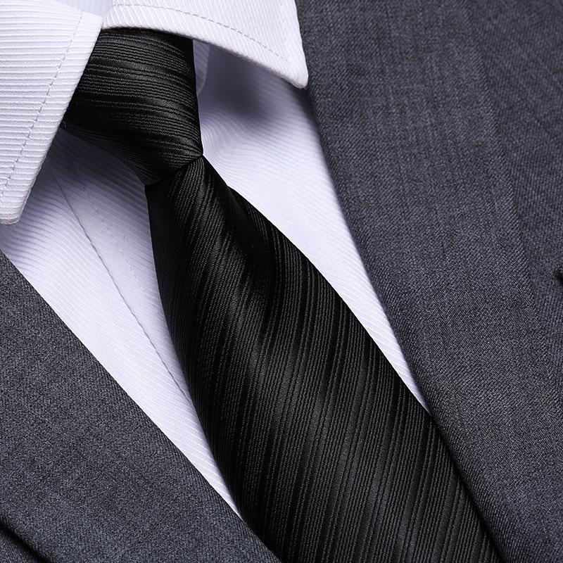Black No Zipper Men'S Professional Dress Tie Business Casual Wedding Groom Korean Edition One Pull Tie