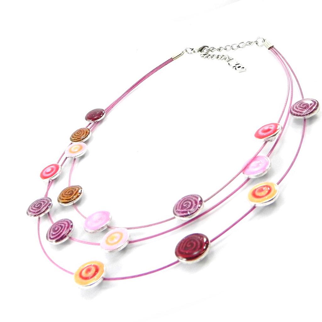 NOA [I5330] - Collier Créateur 'Coloriage' rose rouge