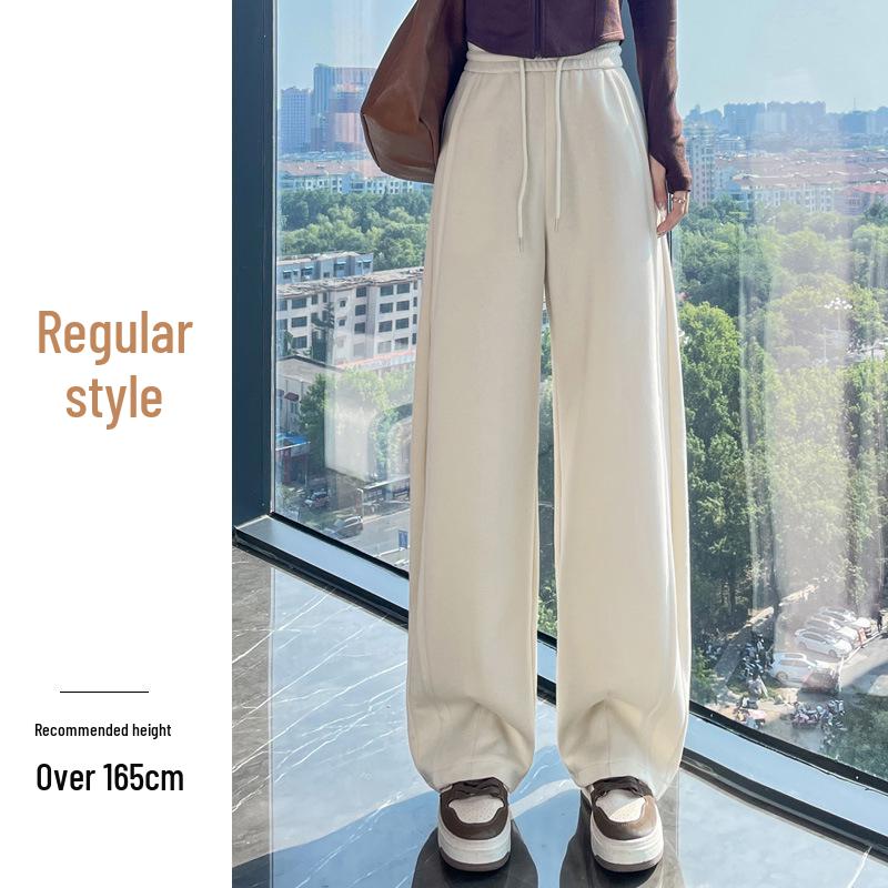 Women's High-Waist Dark Gray Sweatpants - Slim Fit, Wide Leg Sports Pants for Autumn 2025