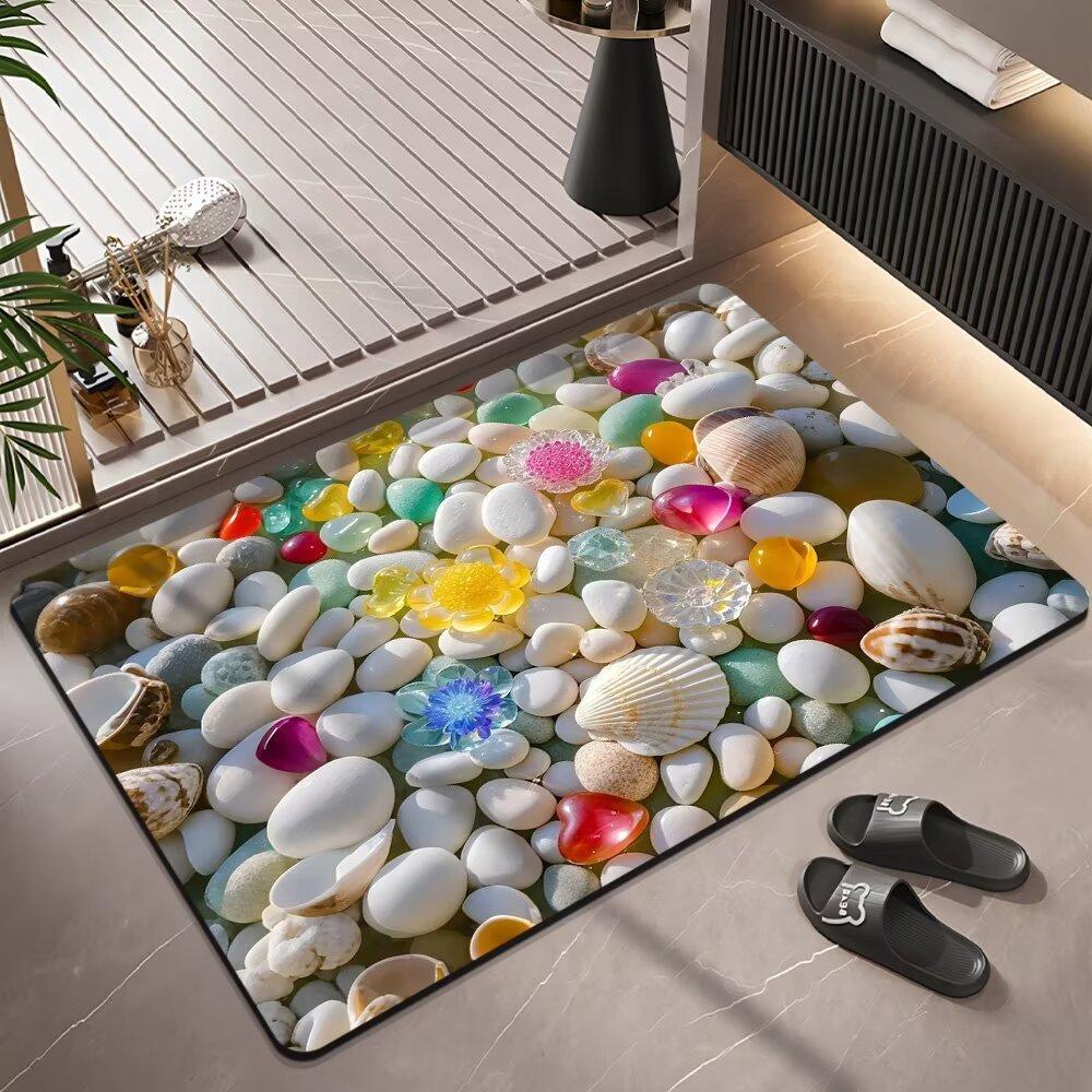 3D Expansion Wind Three-dimensional Diatom Mud Bathroom Floor Mat Absorbent Toilet Door Mat Home Non-slip Foot Mat