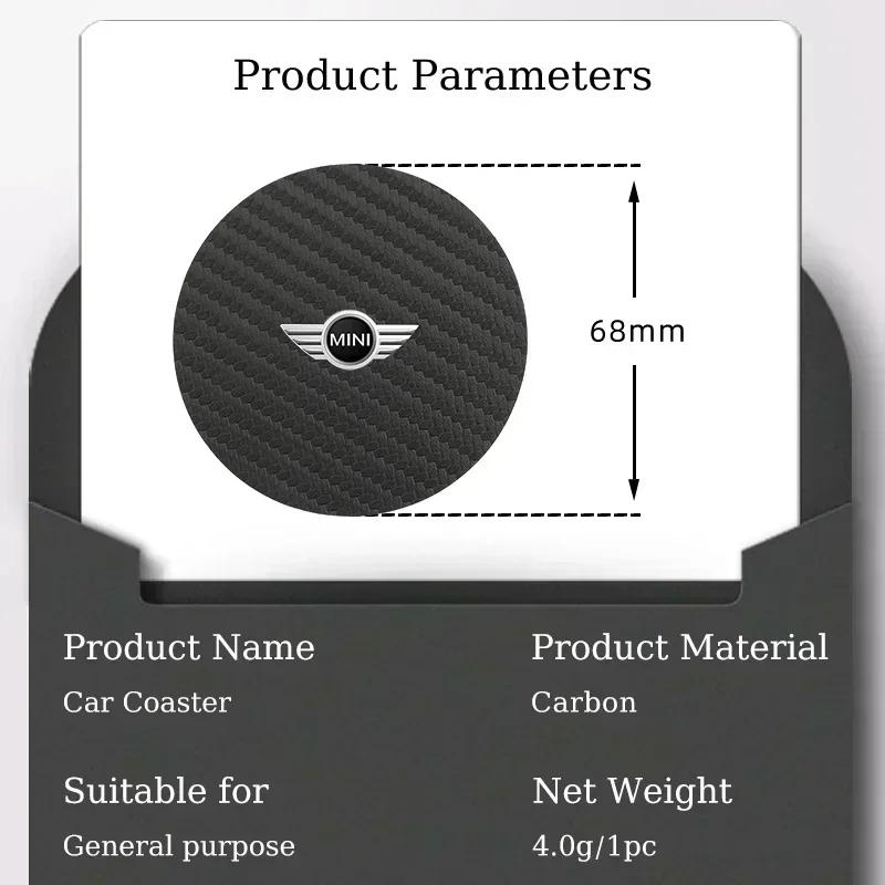 /Carbon Car Coaster Mat Interior Water Cup Pad Cushion For MINI Cooper One JCW Coupe R56 R53 R52 R50 R55 R57 R58 R59 R60 F55 F56 e1