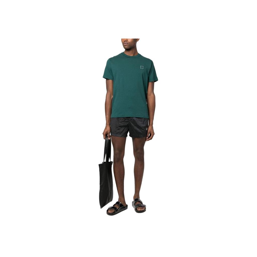 STONE ISLAND Ss23 Solid Color Logo Patch Crew Neck Short Sleeve T-Shirt Men T-Shirts Green 101523757-V0053