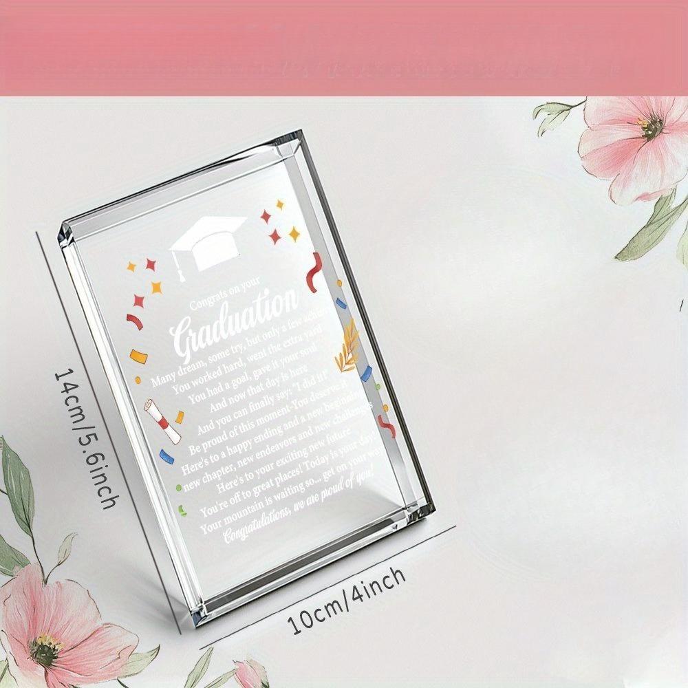Graduation Motivational Acrylic Plaque - Inspirational Gift for Grads with "Congrats Graduation" Message, Perfect for School Opening or Commencement