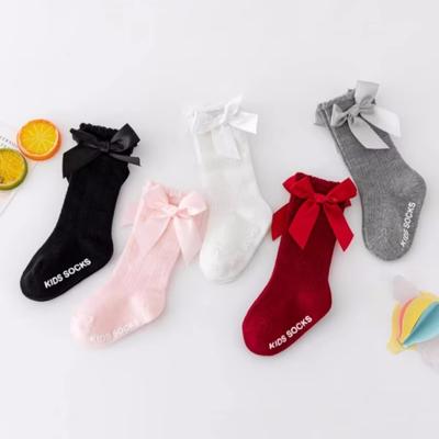 0-3Y Baby Girls Big Bow Knee High Socks Spring Autumn Children Home Mid Calf Princess Sock Kids Toddler Non-slip Floor Stockings
