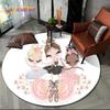 Ballet Girl Cartoon Flower Fairy Ballerina Round Carpet Rug for Living Room Bedroom Child Decor,Pet Area Rug Non-slip Floor Mat