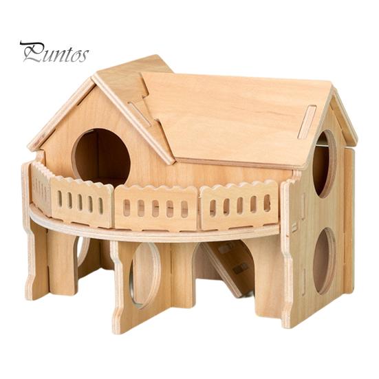 Hamster Platform Villa Double Layer Harmless Pet Toy Solid Wood Dwarf Hamsters House Climbing Play Hut Chews for Home