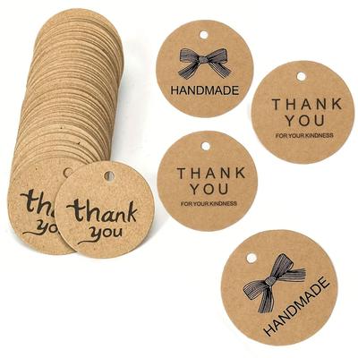 100PCS Round Kraft Paper Tags - 4cm Brown Handmade Gift Tags for DIY Crafts, Weddings & Party Favors ZSY