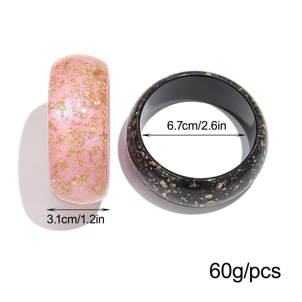 Gold Foil Round Bangles Glitter Resin Bangles Trendy Wide Bangles  for Women