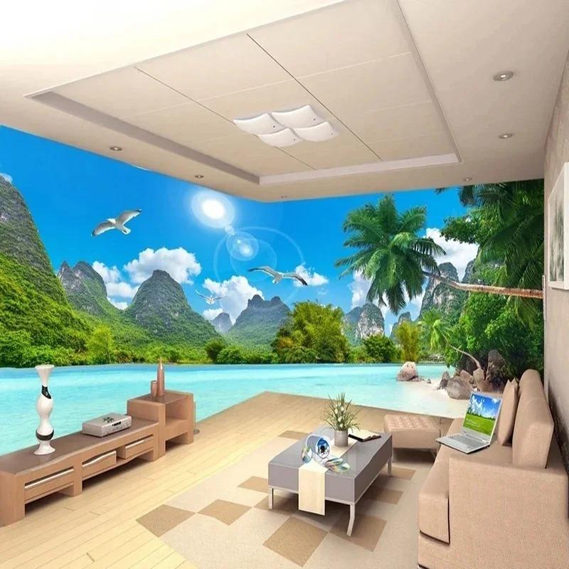 Mural Wallpaper 3d Coconut Tree Landscape Mural Nature Scenery Wall Mural Living Room Tv Sofa Bedroom Home Decor