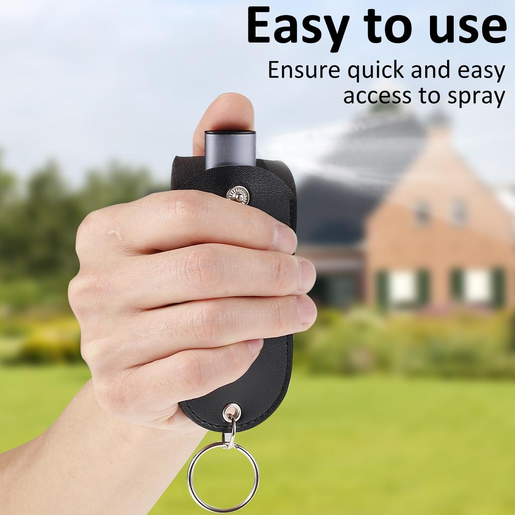 Pepparsprayficka PU-läder Pepparsprayhölster Mini Bärbar Pepparsprayhållare Självförsvarsspray Läderhållare Nyckelring