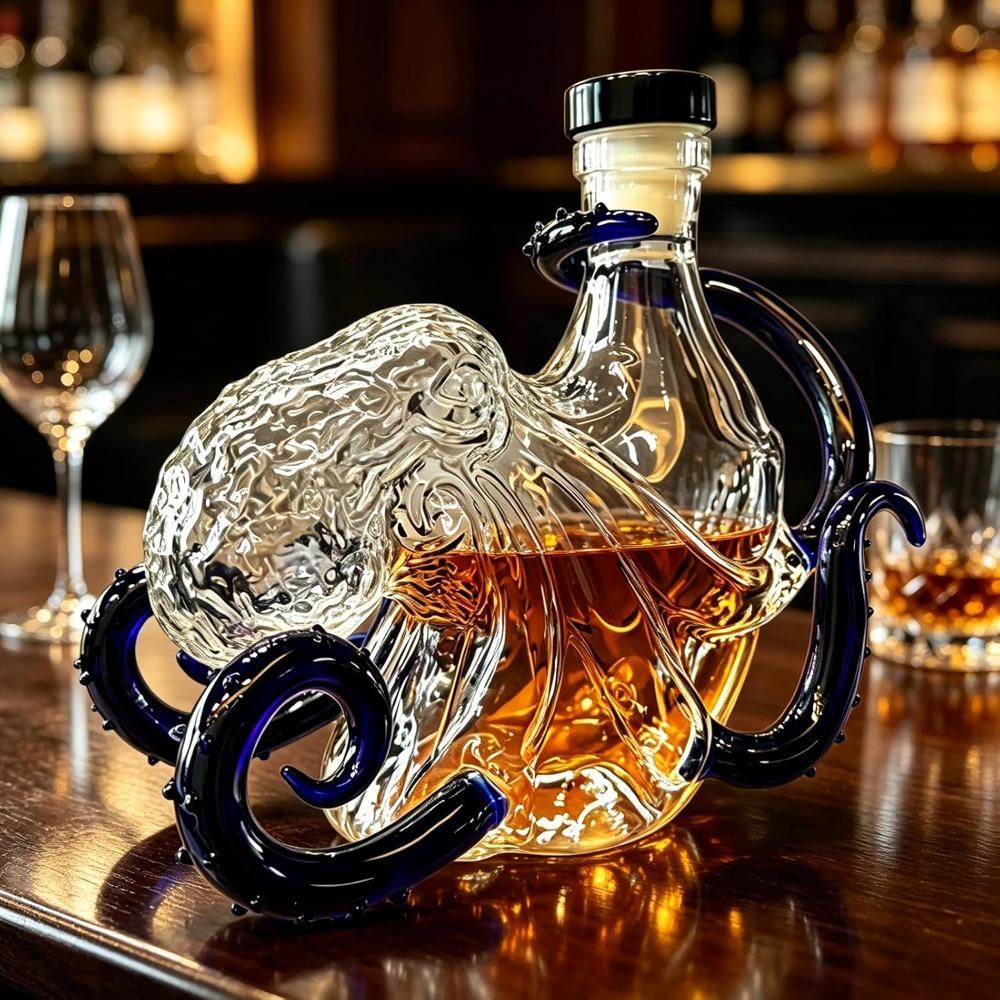 Generic,the Rum Edition 3d Octopus Bottle,Decanter,Whiskey Decanter,Deep Sea Decor Bottle, Hand-blown Glass Liquor Bottles,Art Collector Display