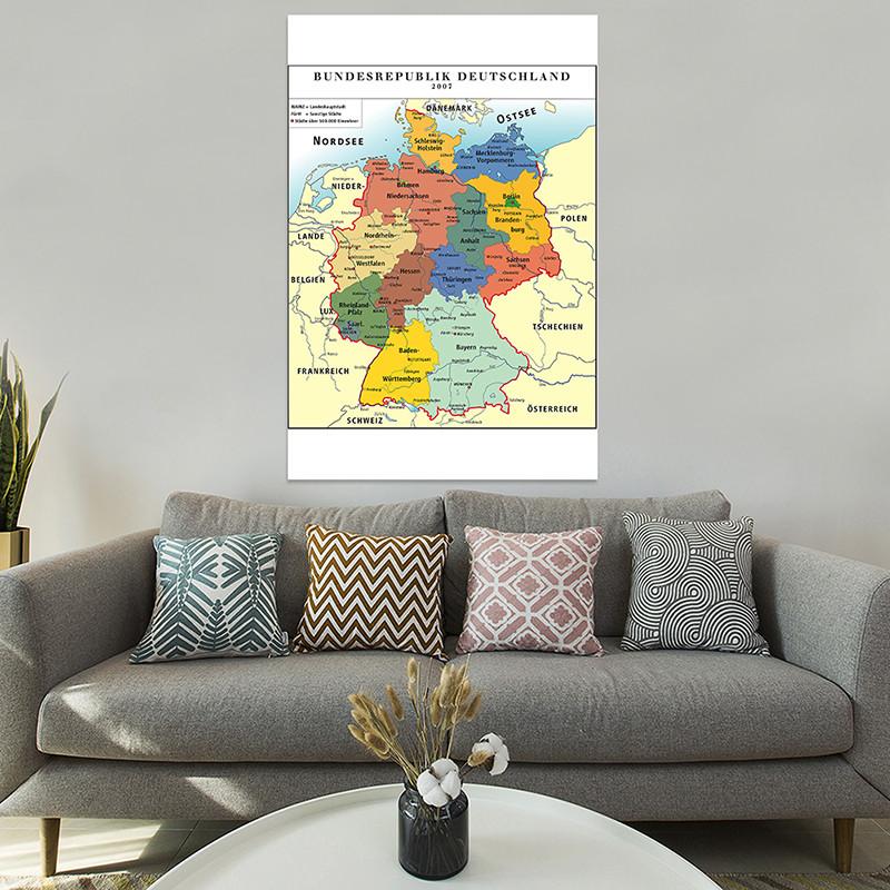 Německá mapa Německa s politickým rozdělením Obrázky Malby Mapa Domácí nástěnná dekorace, Cestovní/Vzdělávací pomůcky