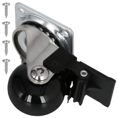 Furniture Swivel Caster with Brake, Black Rubber, 35 MM