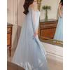 Spring Summer New Sexy High Waist Hot Drill Pearl Chiffon Banquet Evening Dress for Women European American Party