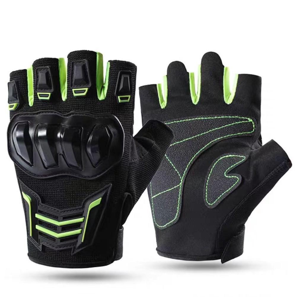 Antislip Breathable Lightweight Goatskin Tactical Half-Finger Unisex Motorcycle Riding Winter Sun-protective Shock-proof Daily