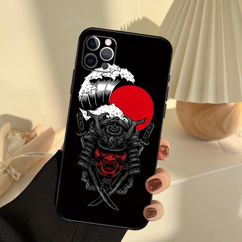 Samurai Oni Mask Phone Case For iPhone 13 16 15 11 12 14 17 Pro Max 12 Mini 15 16 Plus 16e 17 Air Cover Funda