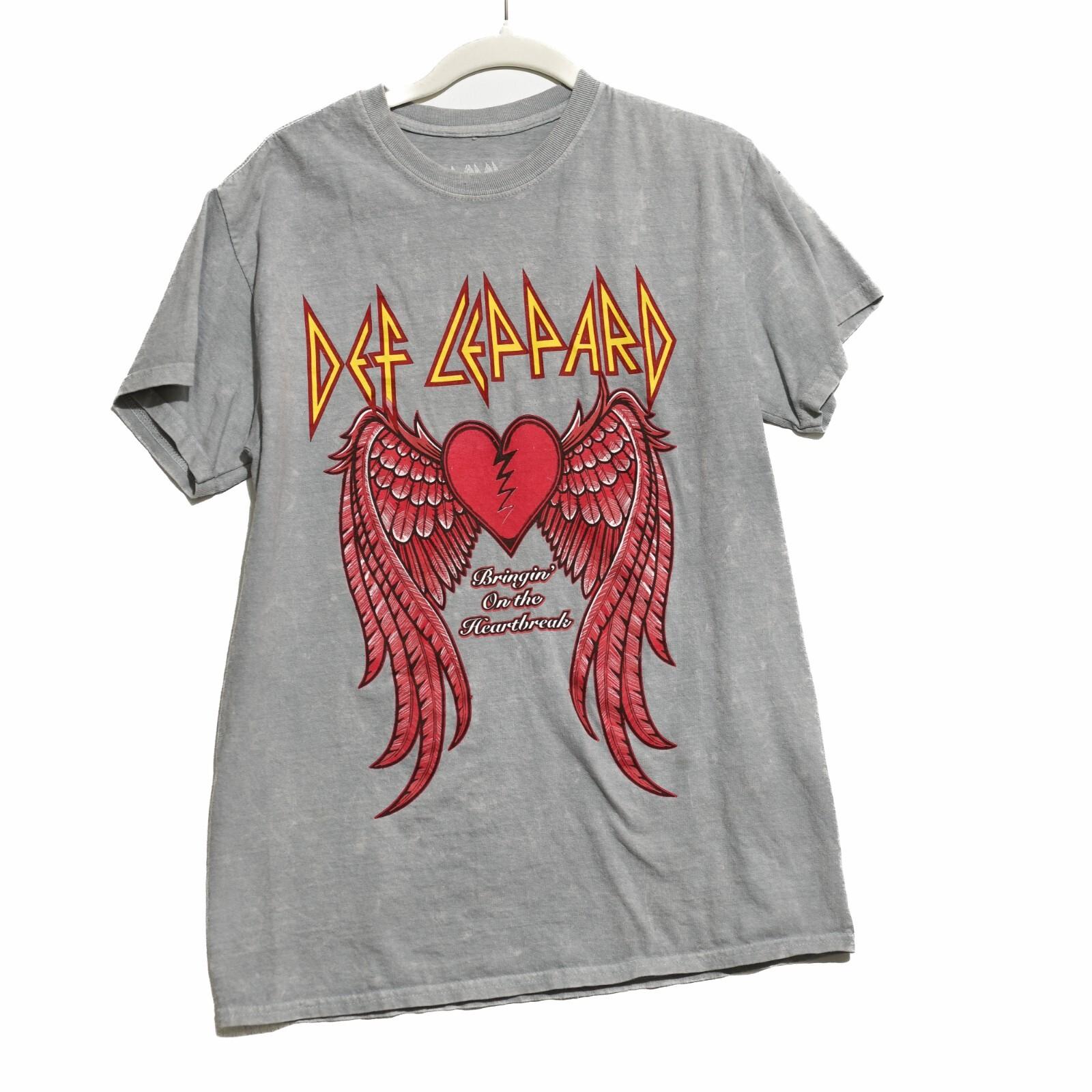 Def Leppard Bringin On The Heartbreak Mens Gray T-Shirt Short Sleeve Size M L